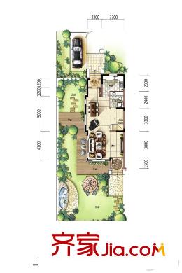 保利梧桐語(yǔ)四聯(lián)北入邊戶一層戶型圖 2室2廳3衛(wèi)1廚