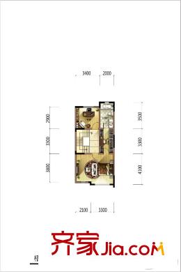 保利梧桐語(yǔ)四聯(lián)南入中間戶三層戶型圖 2室2廳3衛(wèi)1廚