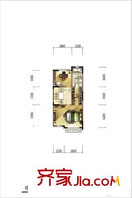 保利梧桐語(yǔ)四拼北入中間戶三層戶型圖 2室2廳3衛(wèi)1廚