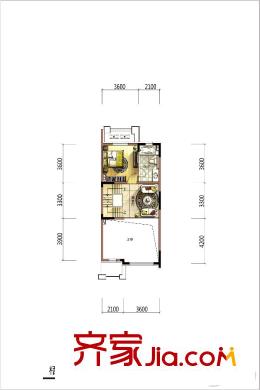 保利梧桐語(yǔ)四拼北入中間戶二層戶型圖 2室2廳3衛(wèi)1廚