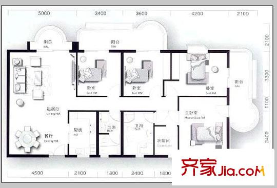 凱旋花園 4室 戶型圖