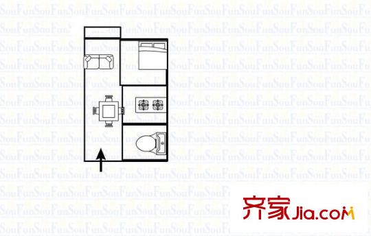 博雅星城 1室 戶型圖