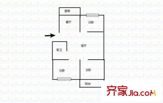 環(huán)北一村 3室 戶型圖