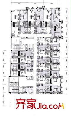 海河新天法桐墅一期B座2-5層平面圖 