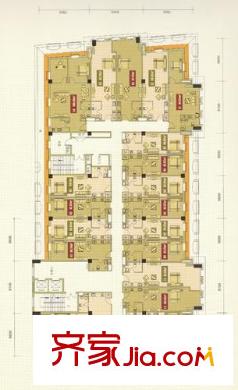 海河新天法桐墅一期精裝小戶型寓所B座六層平面圖 