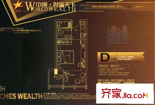 中庚財富天下戶型圖D 3室