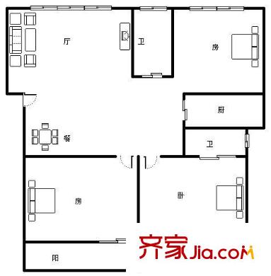 中茵名仕花城 3室 戶(hù)型圖
