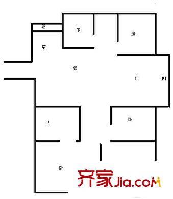 江岸名都 4室 戶型圖