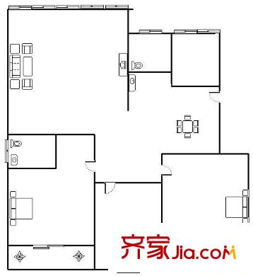 錦繡溫泉 3室 戶型圖