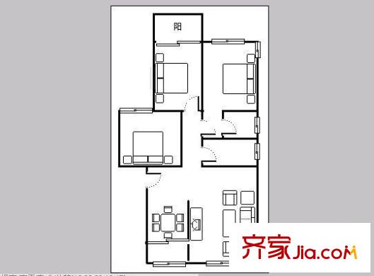 西莊小區(qū) 3室 戶型圖