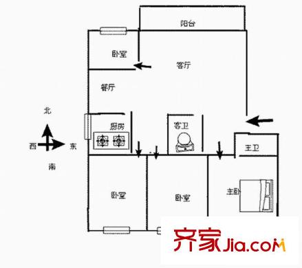 世紀(jì)東方 4室 戶型圖