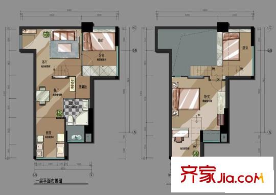 基星閣戶型圖8-17層17戶型 3室2廳1衛(wèi)1廚