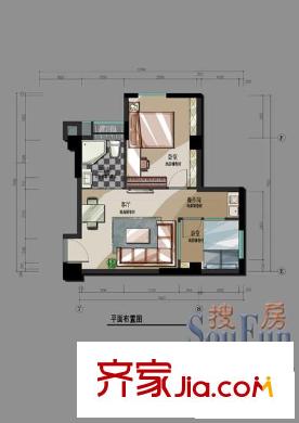 基星閣戶型圖4-7層01戶型圖 2室1廳1衛(wèi)1廚