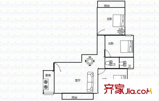 福灣新城春風苑二區(qū) 3室 戶型圖