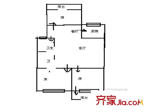  高校小區(qū) 2室戶型圖