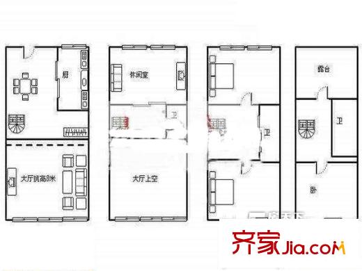中天桂湖云庭 4室 戶型圖