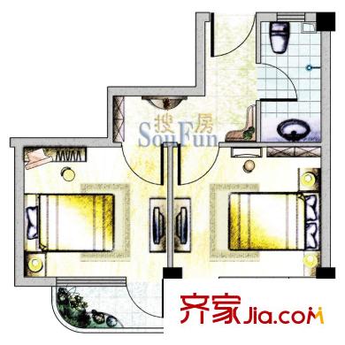 濱海嘉年華B1戶型圖2室