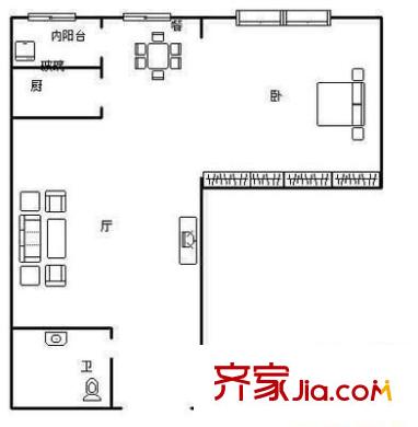 御景臺花園 1室 戶型圖