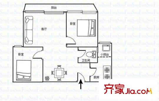 大儒世家觀嵐 2室 戶型圖