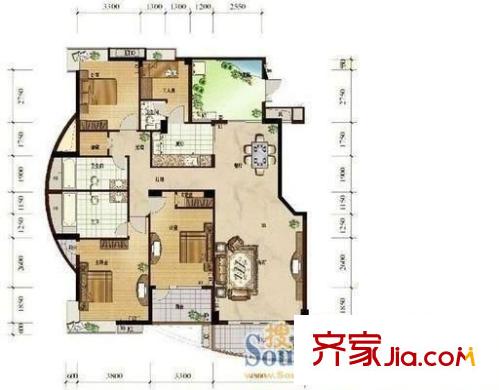 大儒世家觀嵐戶型圖仁文大儒世家一期觀嵐 4室 戶型圖 4室2廳2衛(wèi)1廚