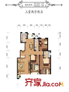 華廈津典三期14、15號樓標(biāo)準(zhǔn)層G戶型 3室2廳2衛(wèi)1廚