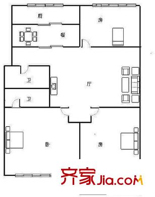三華花園 3室 戶型圖