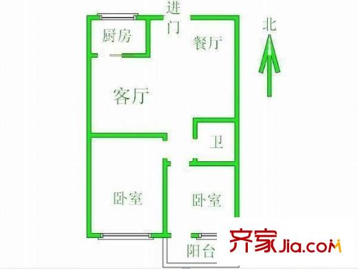 嘉興小區(qū) 2室 戶型圖
