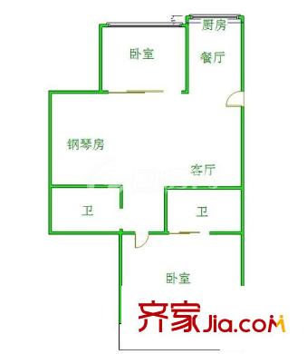 華湖花園 2室 戶型圖