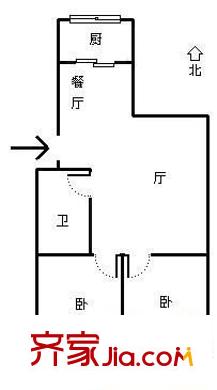 華大新村 2室 戶型圖