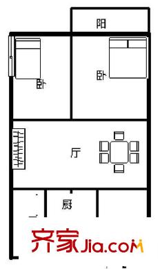 竹林境新村 2室 戶型圖