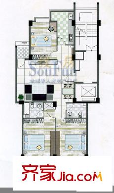 富商世家戶型圖3室1廳2衛(wèi)1廚