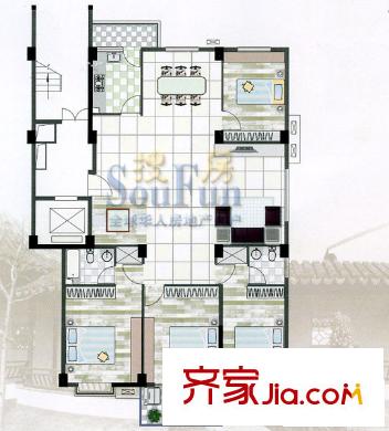 富商世家戶型圖4室2廳1衛(wèi)1廚