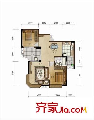 大儒世家臥琥戶型圖大儒世家二期臥琥  戶型圖 2室2廳1衛(wèi)1廚