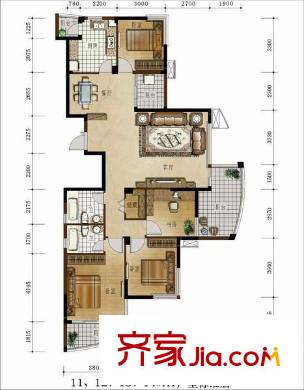 大儒世家臥琥戶型圖大儒世家二期臥琥  戶型圖 4室2廳2衛(wèi)1廚