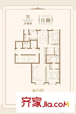 津瀾闕高層標(biāo)準(zhǔn)層B戶型 2室2廳2衛(wèi)1廚