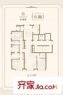 津瀾闕高層標(biāo)準(zhǔn)層A戶型 3室2廳3衛(wèi)1廚