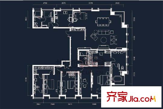 津瀾闕高層標(biāo)準(zhǔn)層C戶型 3室2廳4衛(wèi)1廚