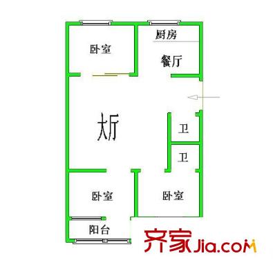 正祥濱江假日1期 3室 戶型圖