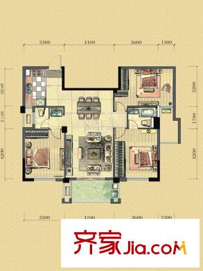中庚紫金香山戶型圖12#05單元 3室2廳2衛(wèi)1廚