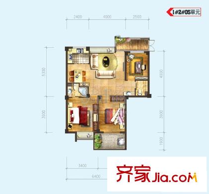 優(yōu)派凱城戶型圖1#2#05單元 3室2廳2衛(wèi)1廚