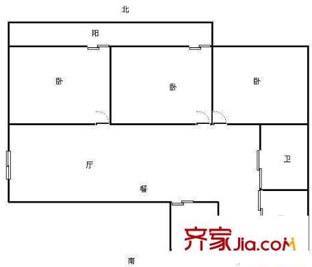 湖光花園 3室 戶型圖