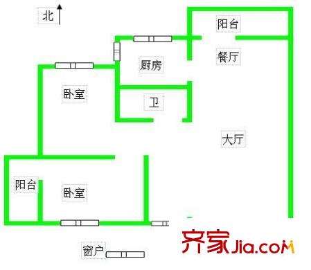 湖光花園 3室 戶型圖