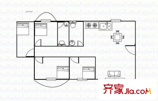 鴻運星城 4室 戶型圖