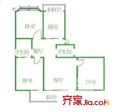 東城公寓 3室 戶型圖