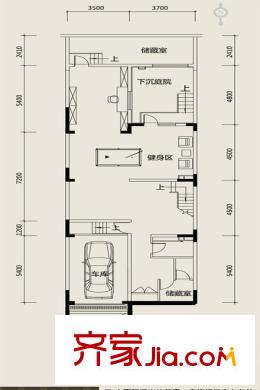 奕聰花園一期聯(lián)排別墅J戶型地下室 6室3廳4衛(wèi)1廚