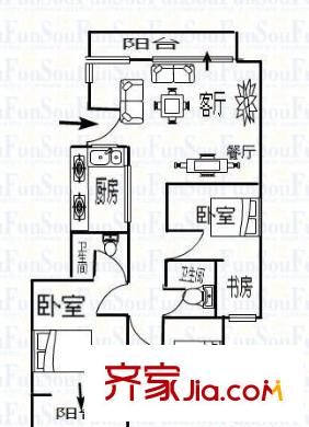 碧水琴灣 3室 戶型圖