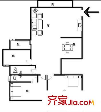 萬隆花園 3室 戶型圖