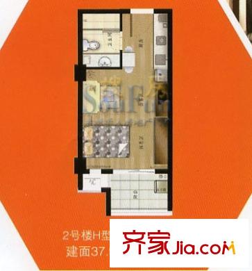 冠亞廣場(chǎng)戶(hù)型圖1室1廳1衛(wèi)1廚