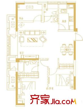 正榮潤(rùn)園戶型圖B1戶型圖 2室1廳1衛(wèi)1廚