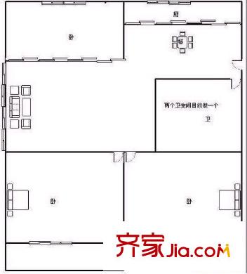 天水園 3室 戶型圖